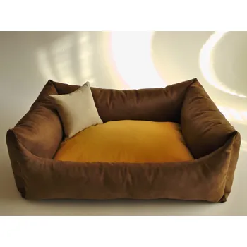 Pelíšek pro psa DELUXE Pelíšek pro psa - tmavě hnědá / žlutá - medová / krémová