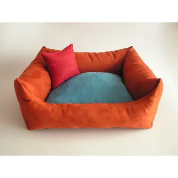 Pelíšek pro psa DELUXE Pelíšek pro psa - tmavě-oranžový/zrzavý / tyrkysová / světlá bordo