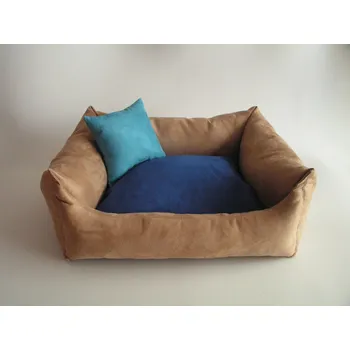 Pelíšek pro psa Pelíšky pro psy a kočky DELUXE Pelíšek pro psa 65x50 cm cappuccino / tmavě modrá / tyrkysová