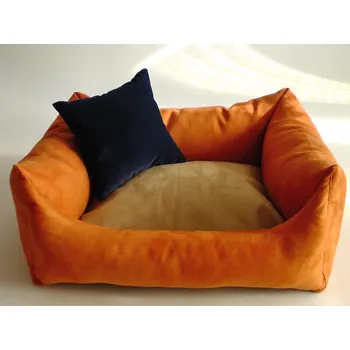 Pelíšek pro psa DELUXE Pelíšek pro psa - oranžová / zlatá hnědá / tmavě modrá