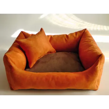 Pelíšek pro psa DELUXE Pelíšek pro psa - oranžová / hnědá - káva s mlékem / oranžová