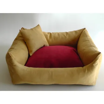 Pelíšek pro psa DELUXE Pelíšek pro psa - žlutá - medová / světlá bordo / žlutá - medová