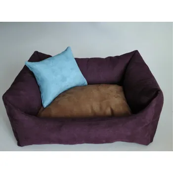 Pelíšek pro psa DELUXE Pelíšek pro psa - švestka / hnědá - káva s mlékem / tyrkysová