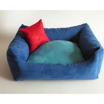 Pelíšek pro psa DELUXE Pelíšek pro psa - tmavě modrá / tyrkysová / červená – malinová