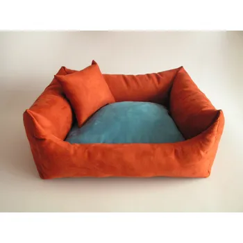 Pelíšek pro psa DELUXE Pelíšek pro psa - tmavě-oranžový/zrzavý / tyrkysová / tmavě-oranžový/zrzavý