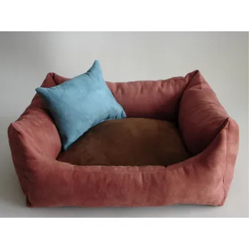 Pelíšek pro psa DELUXE Pelíšek pro psa - losos / hnědá - káva s mlékem / tyrkysová