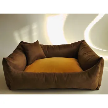 Pelíšek pro psa DELUXE Pelíšek pro psa - tmavě hnědá / žlutá - medová / tmavě hnědá