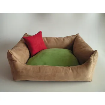 Pelíšek pro psa DELUXE Pelíšek pro psa - cappuccino / zelená / světlá bordo