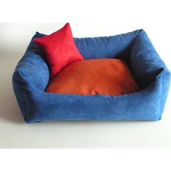 Pelíšek pro psa DELUXE Pelíšek pro psa - tmavě modrá / tmavě-oranžový/zrzavý / červená – malinová