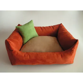 Pelíšek pro psa DELUXE Pelíšek pro psa - tmavě-oranžový/zrzavý / cappuccino / zelená