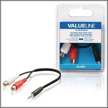 Audio kabel Redukční stereo audio kabel s jackem, zástrčka 3,5 mm - 2x zásuvka RCA, 0,20 m, VLAB22250B02