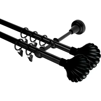 Garnýž kovová 200 cm dvouřadá - dvojitá 16 Mušle double černá