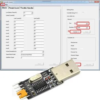 sada pohonu pro kolo EVBIKE středový pohon konfigurace parametrů