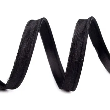 Stuha Paspulka saténová, výpustek 10 mm černá, metráž