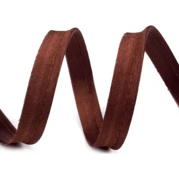Stuha Paspulka saténová, výpustek 10 mm hnědá, metráž
