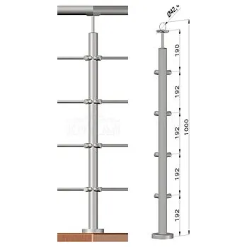 Zábradlí Nerezové zábradlí - rohový sloupek, 4 pruty, EB1-VHU4-1