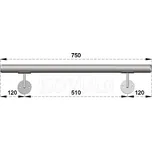 Nerezové madlo na schodiště 0,75m, EB1-M075