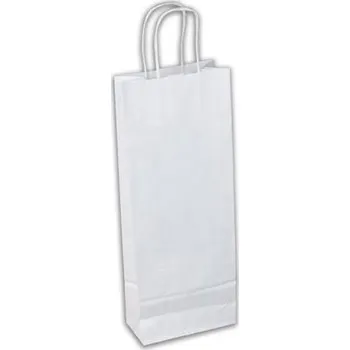 Dárková taška Dárková papírová taška na víno 14x8x39 cm pro 1 láhev 0,75 l sulfát bílý