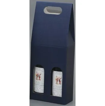 Kartonová krabička na víno 2 láhve 0,75l modrá