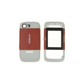 Náhradní kryt pro mobilní telefon originální přední kryt + kryt baterie Nokia 5200 šedo-červená světle červená