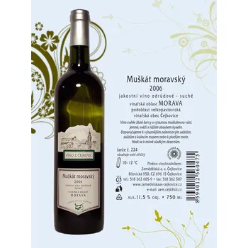 Zemědělská a.s. Čejkovice Muškát Moravský 0,75 l pozdní sběr, moravské bílé víno