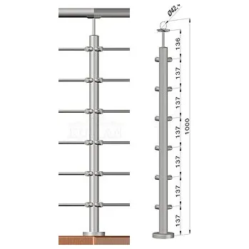 Zábradlí Nerezové zábradlí - rohový sloupek, 6 prutů, EB1-VHU6-1