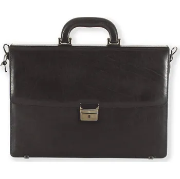 Kožená aktovka SUB ROSA s páskem přes rameno barva černá