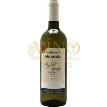 Ryzlink rýnský 2012, pozdní sběr, suché víno 0.75 l, Vinařství pod Hradem