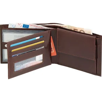 Peněženka EURO kožená pánská peněženka, hnědá