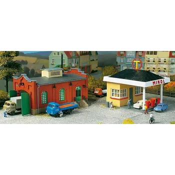 Modelová železnice AUHAGEN 12227 H0/TT Stavebnice - čerpací stanice s autoservisem AU12227