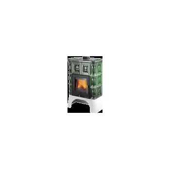 Krbová kamna TREVISO černá, zelené kachle