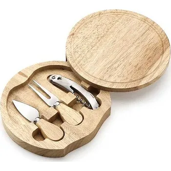 Servírovací sada na sýr, kulatá, 2 nože, otvírák