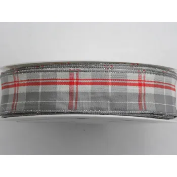 Stuha kostka H šedo-červená 25 mm