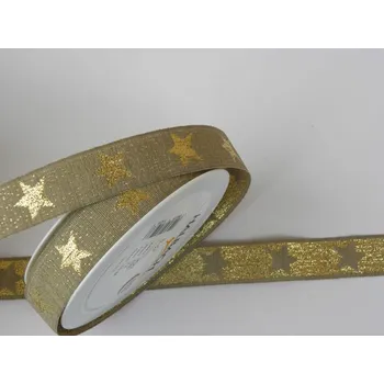 Stuha oboustranná režná se zlatou