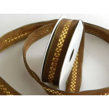 Stuha hnědá se zlatou 520