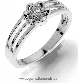 Prsten Zásnubní GEMS luxusní prsten s diamantem Oxana, bílé zlato 386-1198