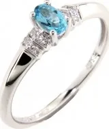 prsten Prsten s diamantem, bílé zlato briliant, modrý topaz (blue topaz) 3861138-0-53-93