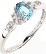 Prsten Prsten s diamantem, bílé zlato briliant, modrý topaz (blue topaz) 3861580-0-53-93