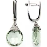 Náušnice s diamanty, zelený ametyst, kolekce Magic, bílé zlato (3880360)