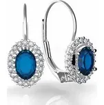 Luxusní náušnice s diamanty, modrý safír, bílé zlato, Natalie, 3880121