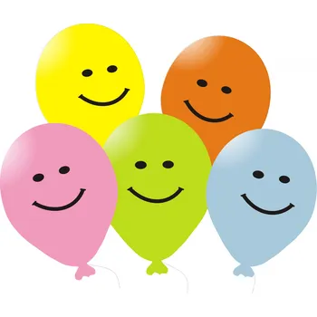 Balónek Balónky s černým potiskem Smajlík, 5 ks mix barev Balonky.cz 1411115
