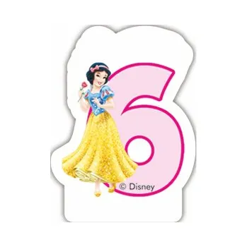 Dortová svíčka Procos Princess dortová svíčka bílá s růžovým číslem 6 a s princeznou p82899