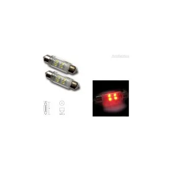 Autožárovka LED žárovky sufit typ T11x39mm (patice SV8.5-8) 4xLED barva osvětlení červená SLEVA 10%