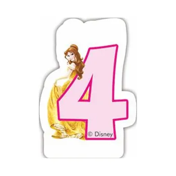 Dortová svíčka Procos Princess dortová svíčka bílá s růžovým číslem 4 a s princeznou p82897