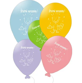Balónek Balonky šťastné narozeniny 5ks mix Balonky.cz 1399990