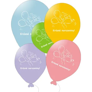 Balónek Balonky šťastné narozeniny / andílek / ,mix 5ks Balonky.cz 1399991