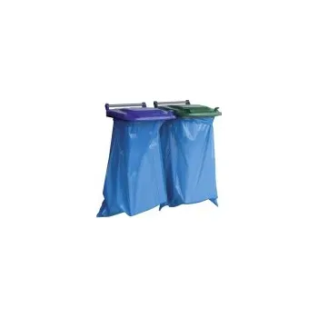 Odpadkový koš Držák na pytle s plastovým víkem, modrý