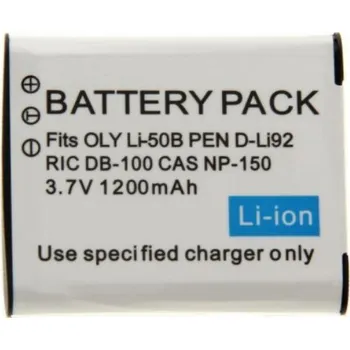 TopTechnology Baterie Olympus Li-50B, Pentax D-Li92, Ricoh DB-100 1200mAh Li-Ion 3,7V neoriginální