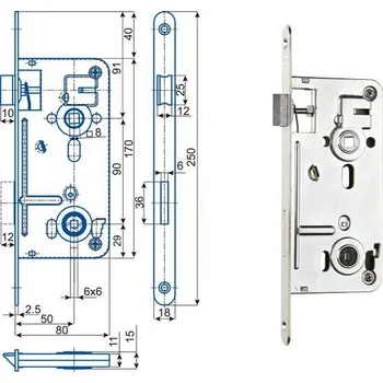 zadlabací zámek Zámek zadlabací 547 C, rozteč 90 mm, zádlab 80 mm