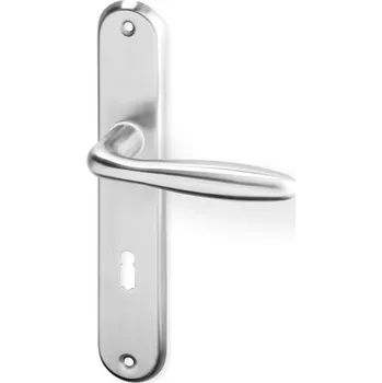 Dveřní kování Dveřní kování CINA OV ECO nerez (Dveřní kování CINA OV ECO nerez se štítem s roztečí 72 nebo 90 mm, vhodná pro interiér, pro dozický (obyčejný), cylindrický (fab) zámek, nebo s uzamykací páčkou na WC.)